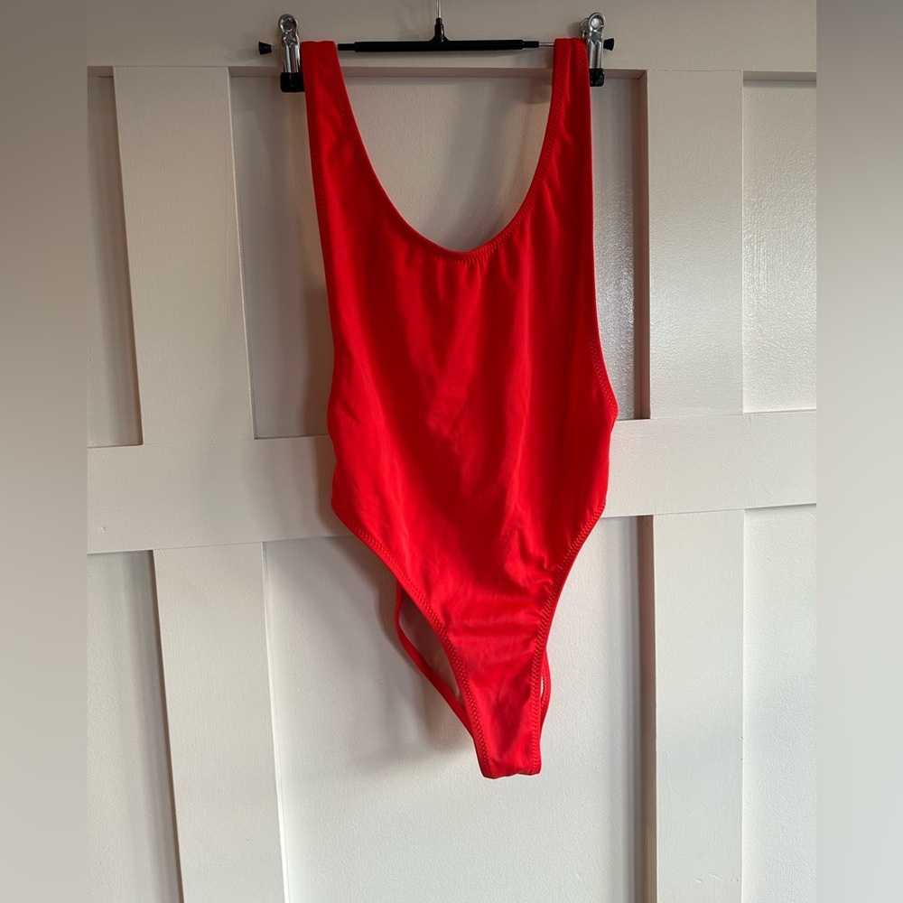 Open Back One Piece Vibrant Red Swimsuit